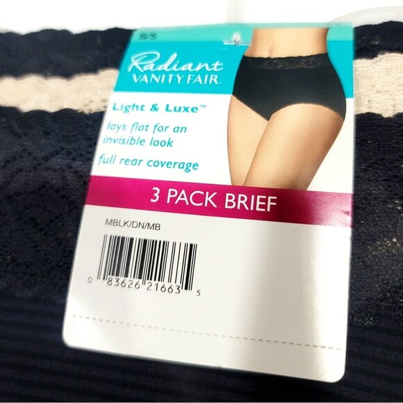 NWT Vanity Fair Radiant Collection Women's Light Luxe 3pk Hi-Rise Brief Panty, S - Picture 1 of 7